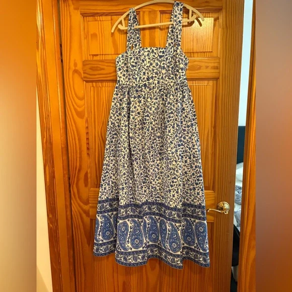 J Crew Blue Patterned Midi Dress (NWT) - Picture 3 of 7